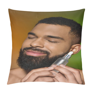 Personality  African American Handsome Man Holds Serum. Pillow Covers