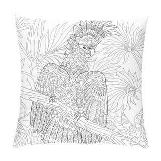 Personality  Zentangle Stylized Cockatoo Parrot Pillow Covers