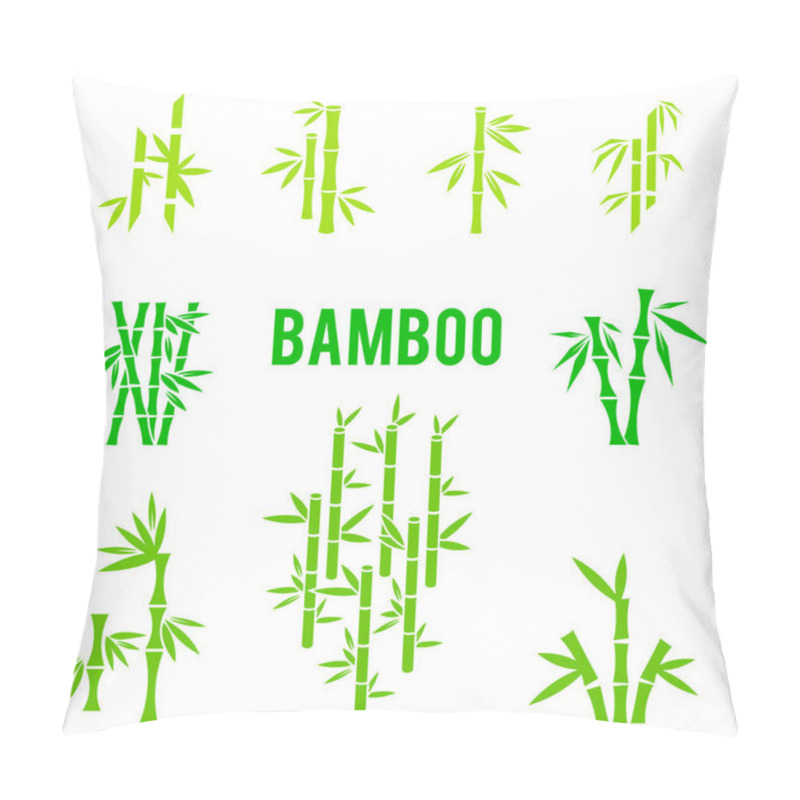 Personality  Bamboo stalks and leaves vector icons. pillow covers