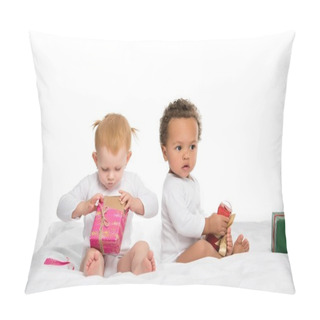Personality  Multiethnic Toddlers With Wrapped Gifts Pillow Covers