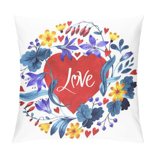Personality  Happy Valentines Day Love Celebration In A Watercolor Style Isolated. Pillow Covers