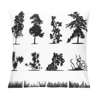 Personality  Trees, Bushes And Grass Silhouettes Pillow Covers