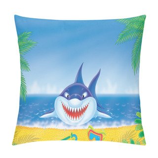 Personality  Great White Shark On A Beach Pillow Covers