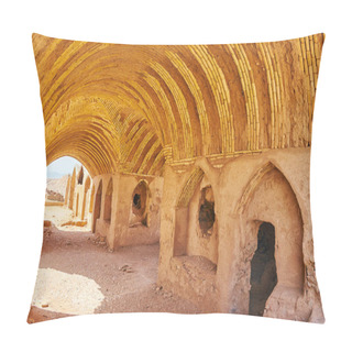 Personality  The Ruins Of Corridor Of Ancient Khaiele Ritual Building, Preserved InZoroastrian  Archaeological Site Of Towers Of Silence, Yazd, Iran. Pillow Covers