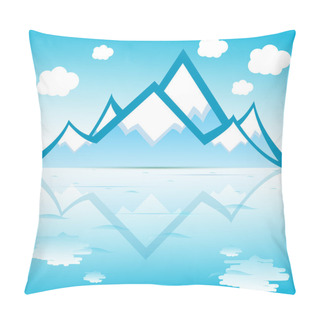 Personality  Mountain With Clouds Reflected On Water Vector Format Pillow Covers