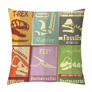 Personality  Vintage Dinosaurs Fossil Set Poster Design Pillow Covers