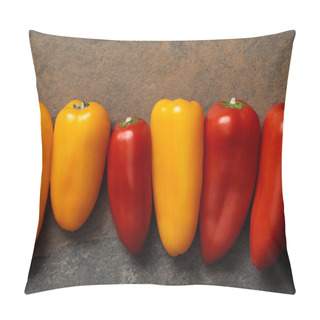 Personality  Top View Of Mexican Spicy Colorful Peppers On Stone Table Pillow Covers