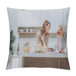 Personality  Mom And Daughter Are Having Fun In Kitchen Pillow Covers