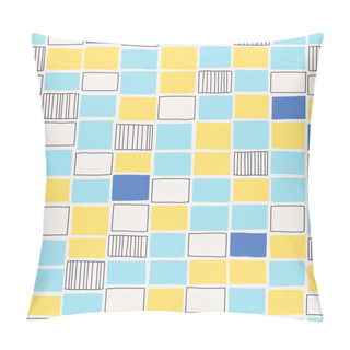 Personality  Seamless Hand Drawn Pattern With Squares Pillow Covers