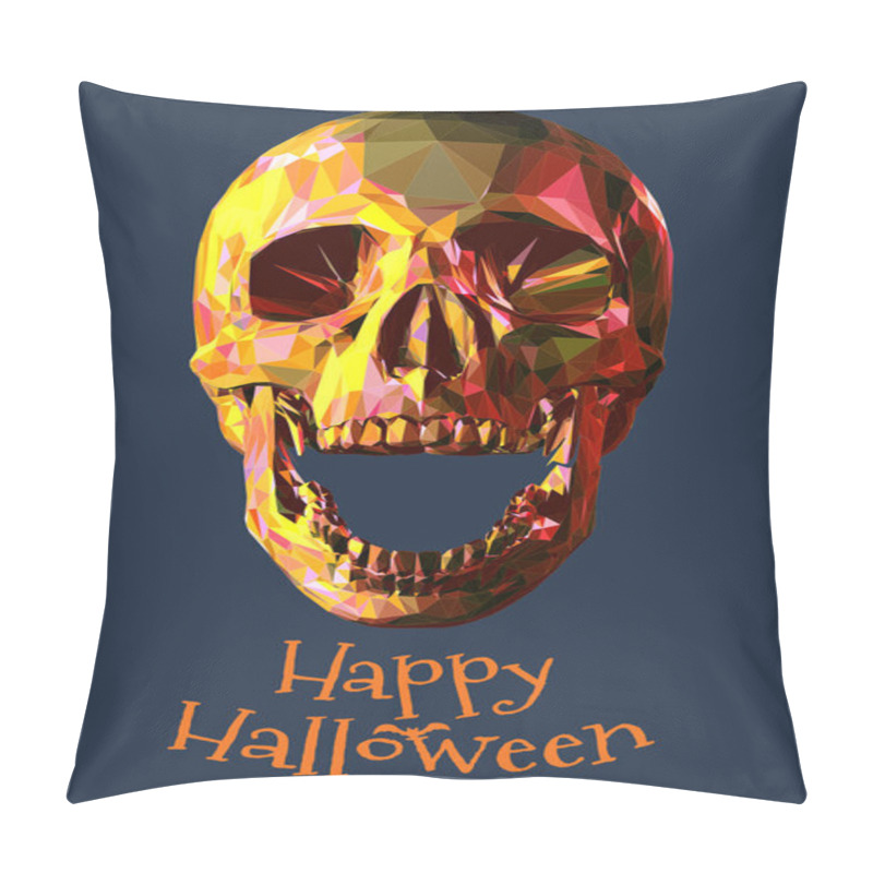 Personality  Low poly colorful skull on dark blue BG for halloween pillow covers