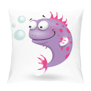 Personality  Cute Comic Cartoon Fish Character, Isolated On White Background. Vector Clip Art Illustration. Game Character Pillow Covers