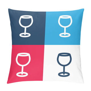 Personality  Big Wine Cup Blue And Red Four Color Minimal Icon Set Pillow Covers