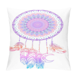 Personality Hand Drawn Native American Indian Talisman Dreamcatcher With Fea Pillow Covers