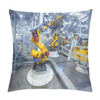 Personality  Robots In A Car Plant Pillow Covers