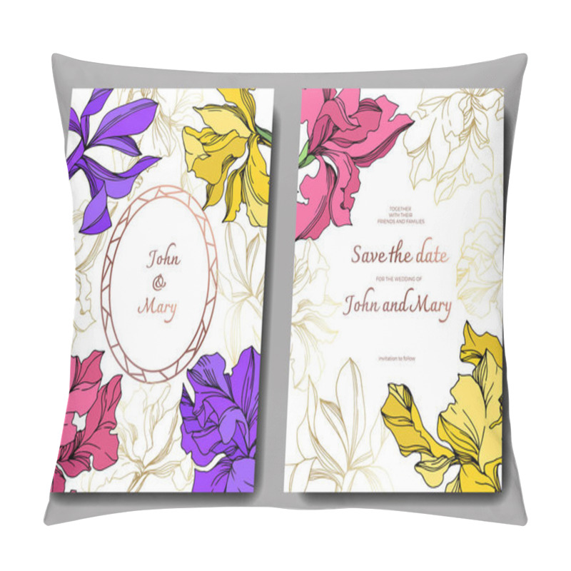 Personality  Iris Floral Botanical Flowers. Black And White Engraved Ink Art. Wedding Background Card Floral Decorative Border. Pillow Covers