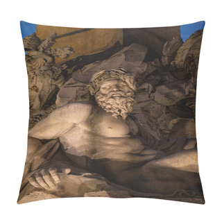 Personality  ROME, ITALY - JUNE 28, 2019: Ancient Roman Statues In Shadows Pillow Covers