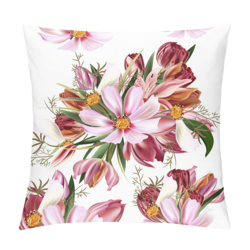 Personality  Floral seamless vector pattern with flowers in watercolor realis pillow covers