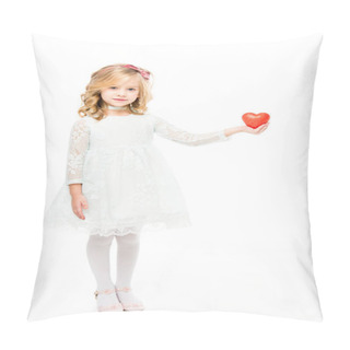 Personality  Girl With Red Heart Sign Pillow Covers