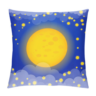 Personality  Moon With Stars Vector Illustration Pillow Covers