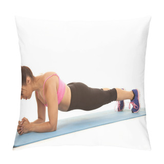 Personality  Fitness Woman Pink Sports Bra Low Plank Pillow Covers