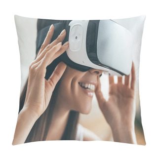 Personality  Happy Woman In Virtual Reality  Pillow Covers