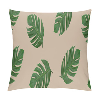Personality  Tropical Palm Leaves Pattern On Brown Background Pillow Covers