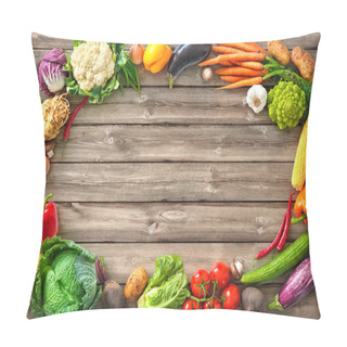 Personality  Fresh Vegetables On Wooden Background Pillow Covers