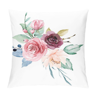 Personality  Beautiful Watercolor Flowers, Botanic Composition For Wedding Or Greeting Card Pillow Covers