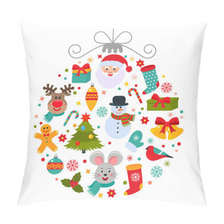 Personality  Bright Greeting Card Happy New Year 2020. Flat Vector Illustration On White Background Pillow Covers