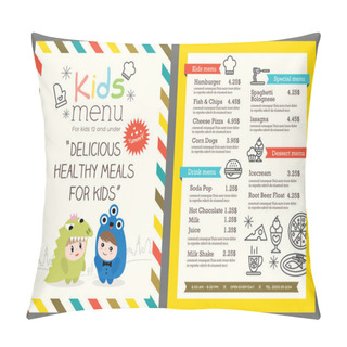 Personality  Kids Menu Vector Template Pillow Covers