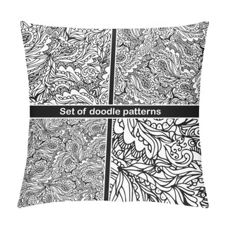 Personality  Set Of Hand Drawn Doodle Pattern In Vector. Zentangle Background. Seamless Abstract Texture. Ethnic Doodle Design With Henna Ornament. Pillow Covers