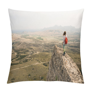 Personality  Woman Standing On Cliff  Pillow Covers
