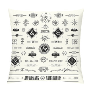 Personality  Set Of Catchwords Ampersands In Geometric Line Shape Art Deco Retro Vintage Frame Pillow Covers