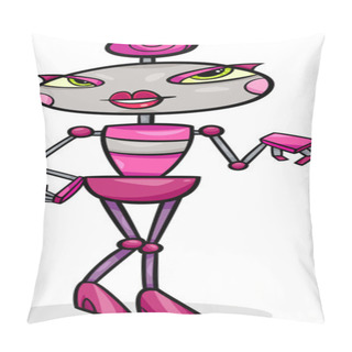 Personality  Cartoon Female Robot Illustration Pillow Covers