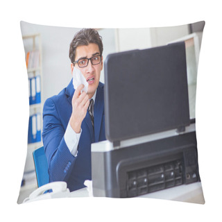 Personality  Businessman Angry At Copying Machine Jamming Papers Pillow Covers