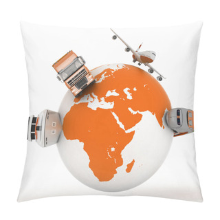 Personality  Types Of Transport On A Globe Pillow Covers