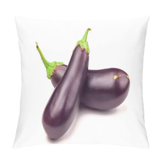 Personality  Fresh Eggplant Vegetable With Stem Isolated On White Background. Aubergine With Clipping Path Pillow Covers
