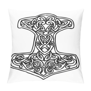 Personality  Cartoon Image Of Thor Hammer Icon Pillow Covers