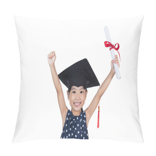 Personality  Asian Little Chinese Girl Wearing Graduation Cap And Holding Dip Pillow Covers