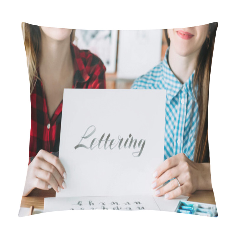 Personality  lettering handwriting course hands hold paper text pillow covers