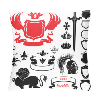 Personality  Set Of Heraldic Silhouettes Elements - Icons Of Blazon, Crown, L Pillow Covers