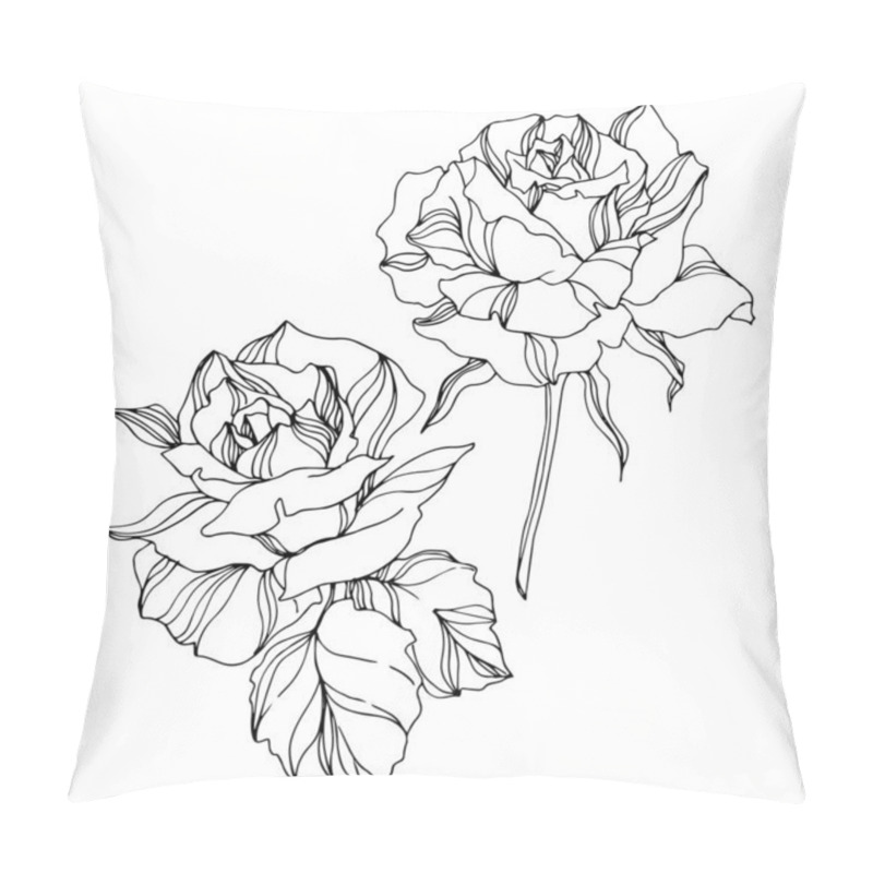 Personality  Vector Rose floral botanical flowers. Engraved ink art. Isolated roses illustration element. pillow covers