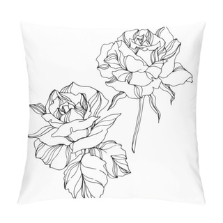 Personality  Vector Rose Floral Botanical Flowers. Engraved Ink Art. Isolated Roses Illustration Element. Pillow Covers