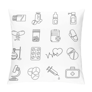 Personality  Vector Coronavirus Icons With Pills And Medication On White Pillow Covers