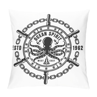 Personality  Nautical Emblem With Steering Wheel And Octopus Pillow Covers