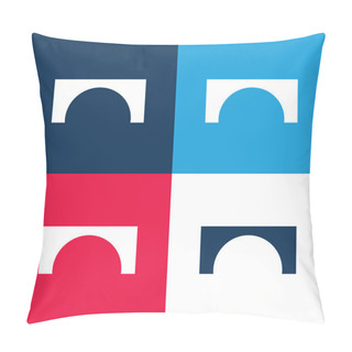Personality  Arch Blue And Red Four Color Minimal Icon Set Pillow Covers