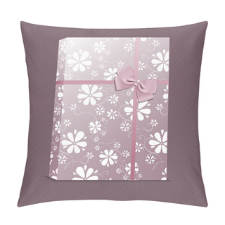 Personality  Vector Picture Of Violet Gift With Small Flowers Pillow Covers