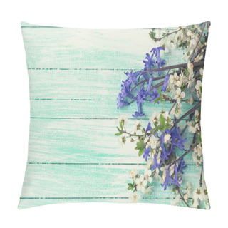 Personality  Flowering Tree Branches And Blue Flowers Pillow Covers