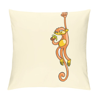 Personality  Monkey With Banana. Vector Illustration. Pillow Covers