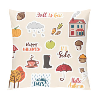 Personality  Fall, Autumn Stickers - Vector Illustration Pillow Covers